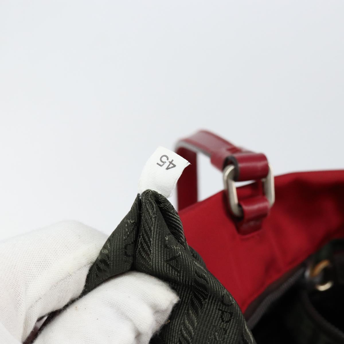 PRADA Tote Bag Nylon Red Silver Auth bs31021