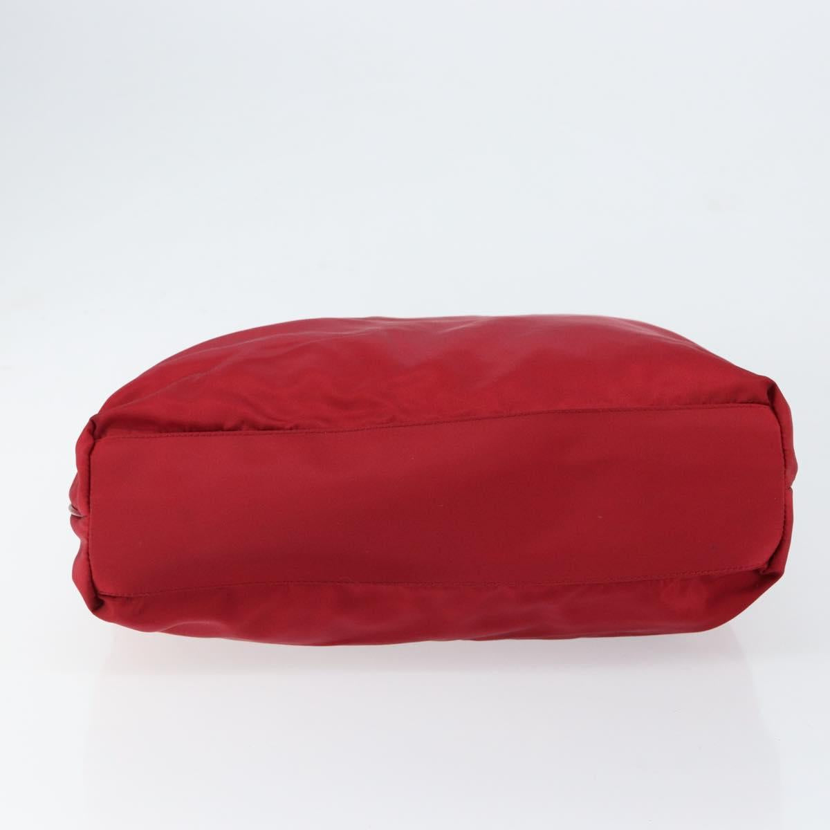 PRADA Tote Bag Nylon Red Silver Auth bs31021