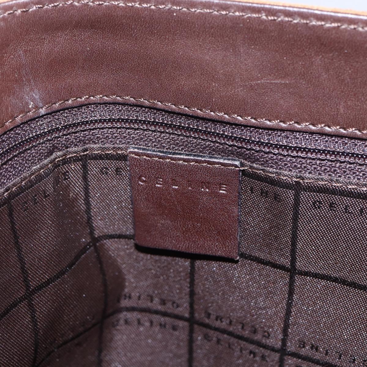 CELINE C Macadam Canvas Shoulder Bag Suede Beige Gold Auth bs31022