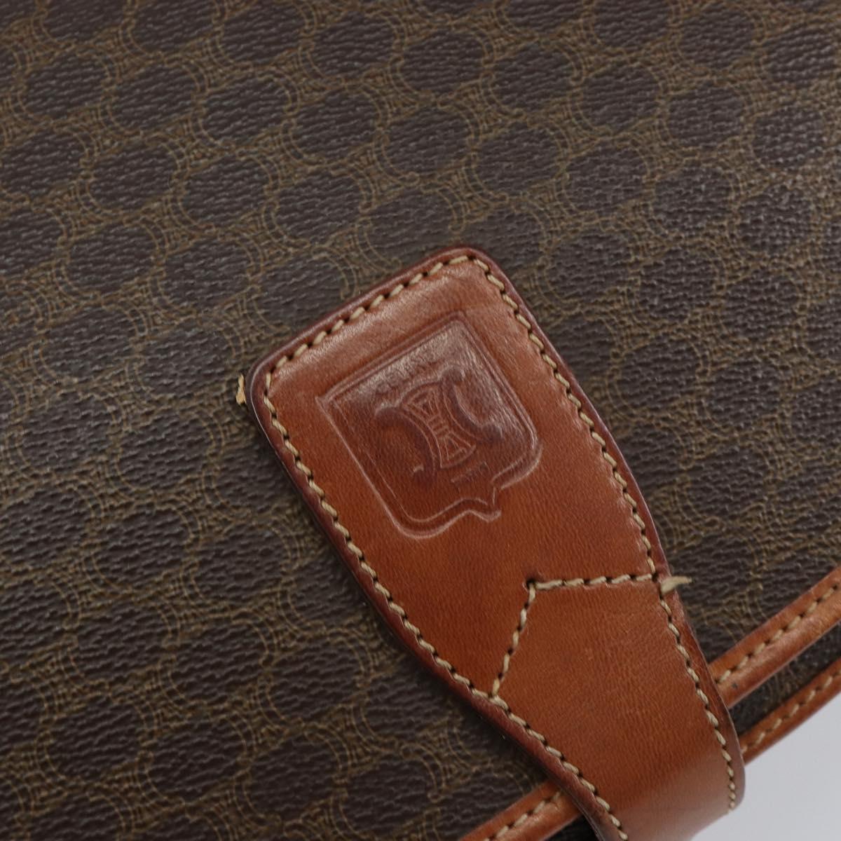 CELINE Macadam Canvas Shoulder Bag PVC Leather Brown Gold Auth bs31023