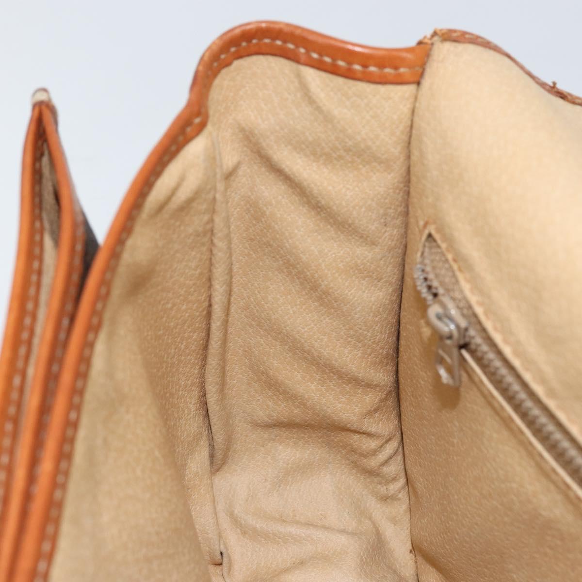 CELINE Macadam Canvas Shoulder Bag PVC Leather Brown Gold Auth bs31023