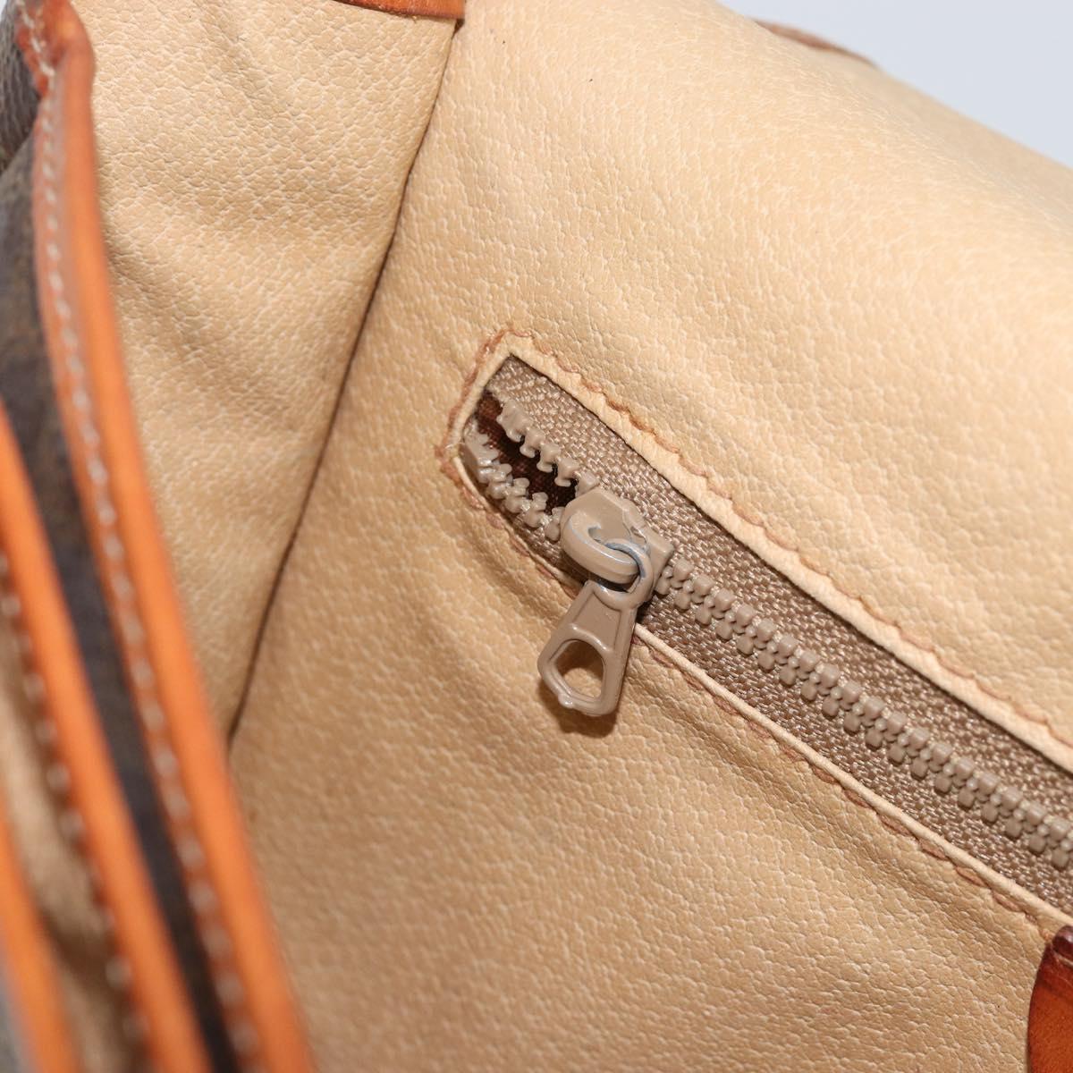 CELINE Macadam Canvas Shoulder Bag PVC Leather Brown Gold Auth bs31023