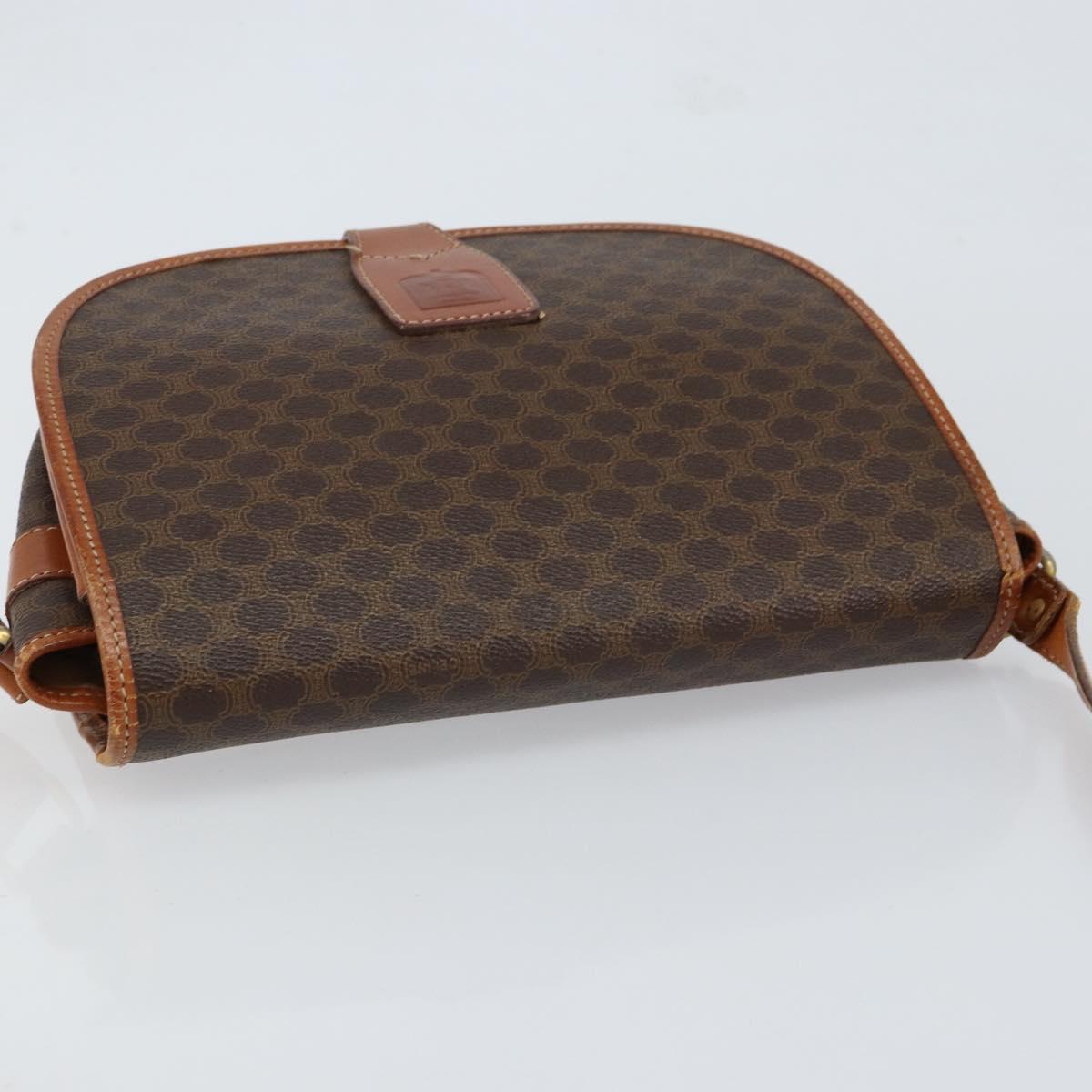 CELINE Macadam Canvas Shoulder Bag PVC Leather Brown Gold Auth bs31023