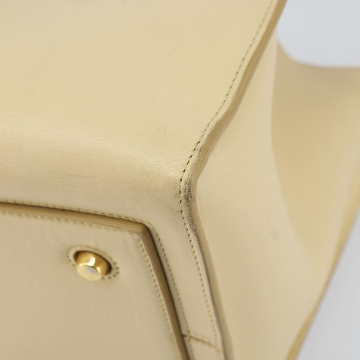 CELINE TIE Tote Bag Leather Beige Gold Auth bs31025