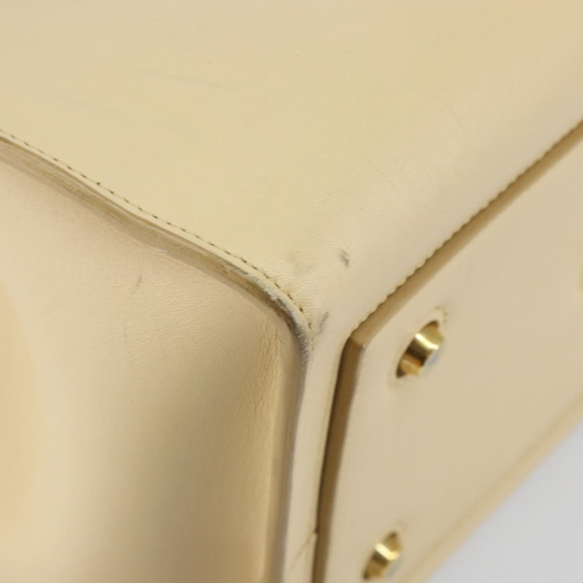 CELINE TIE Tote Bag Leather Beige Gold Auth bs31025