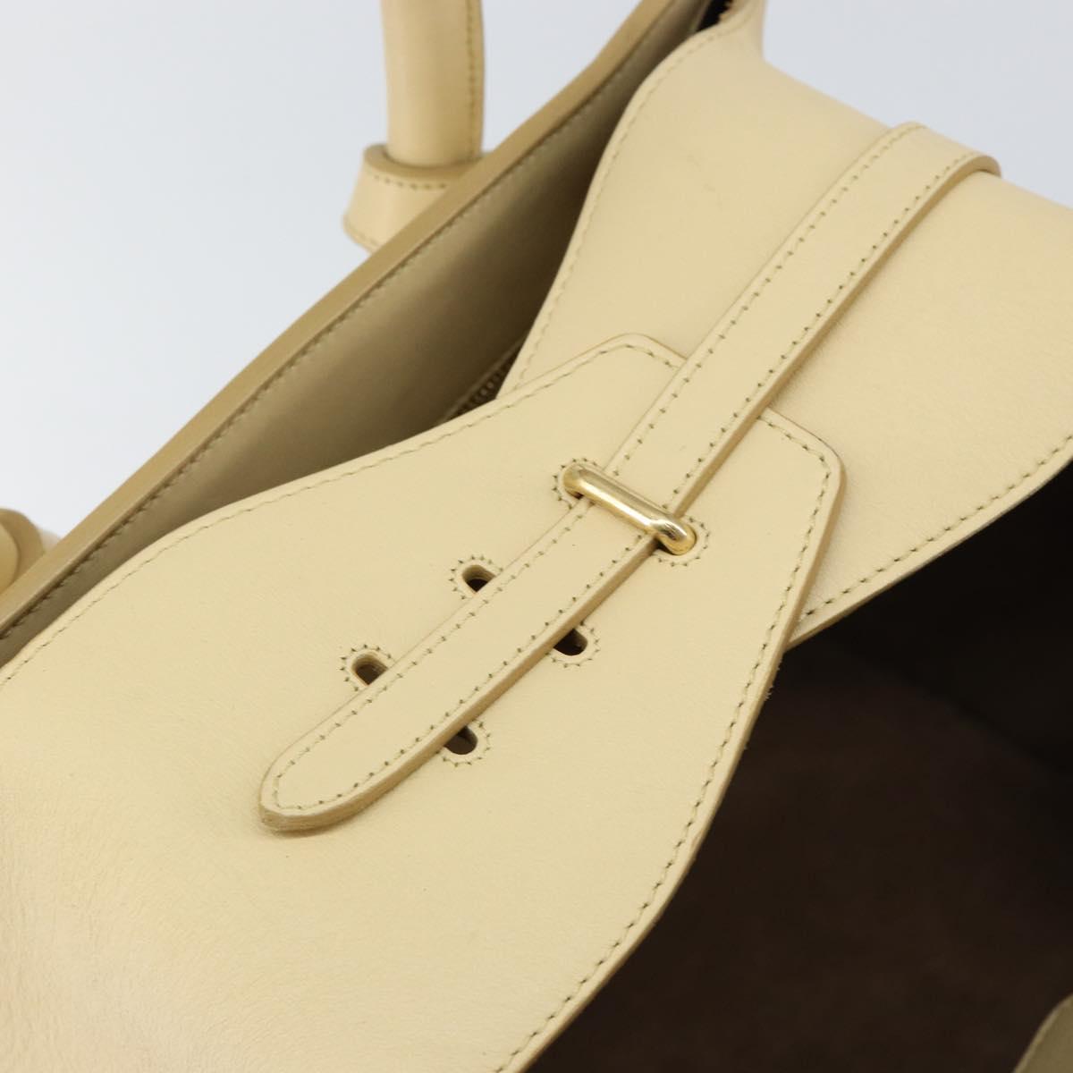 CELINE TIE Tote Bag Leather Beige Gold Auth bs31025