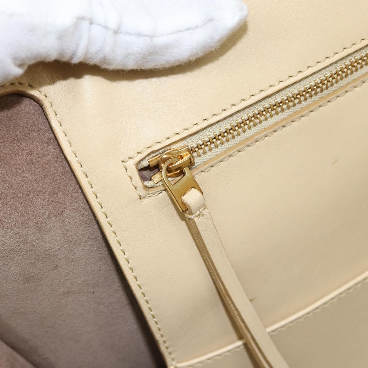 CELINE TIE Tote Bag Leather Beige Gold Auth bs31025