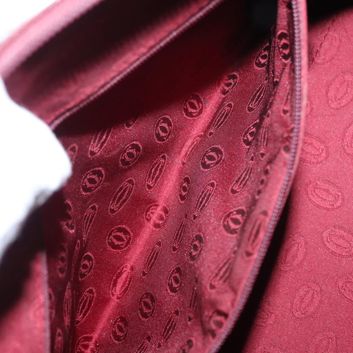 CARTIER Must Line Hand Bag Leather Bordeaux Gold Auth bs31026