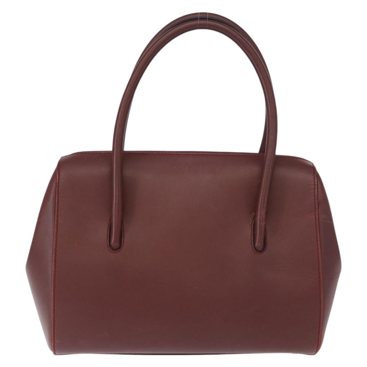 CARTIER Must Line Hand Bag Leather Bordeaux Gold Auth bs31026