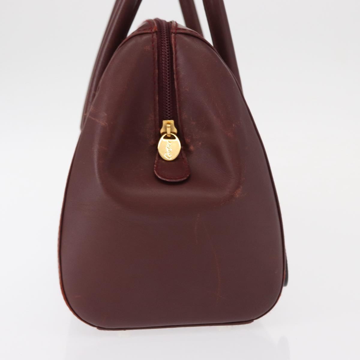 CARTIER Must Line Hand Bag Leather Bordeaux Gold Auth bs31026