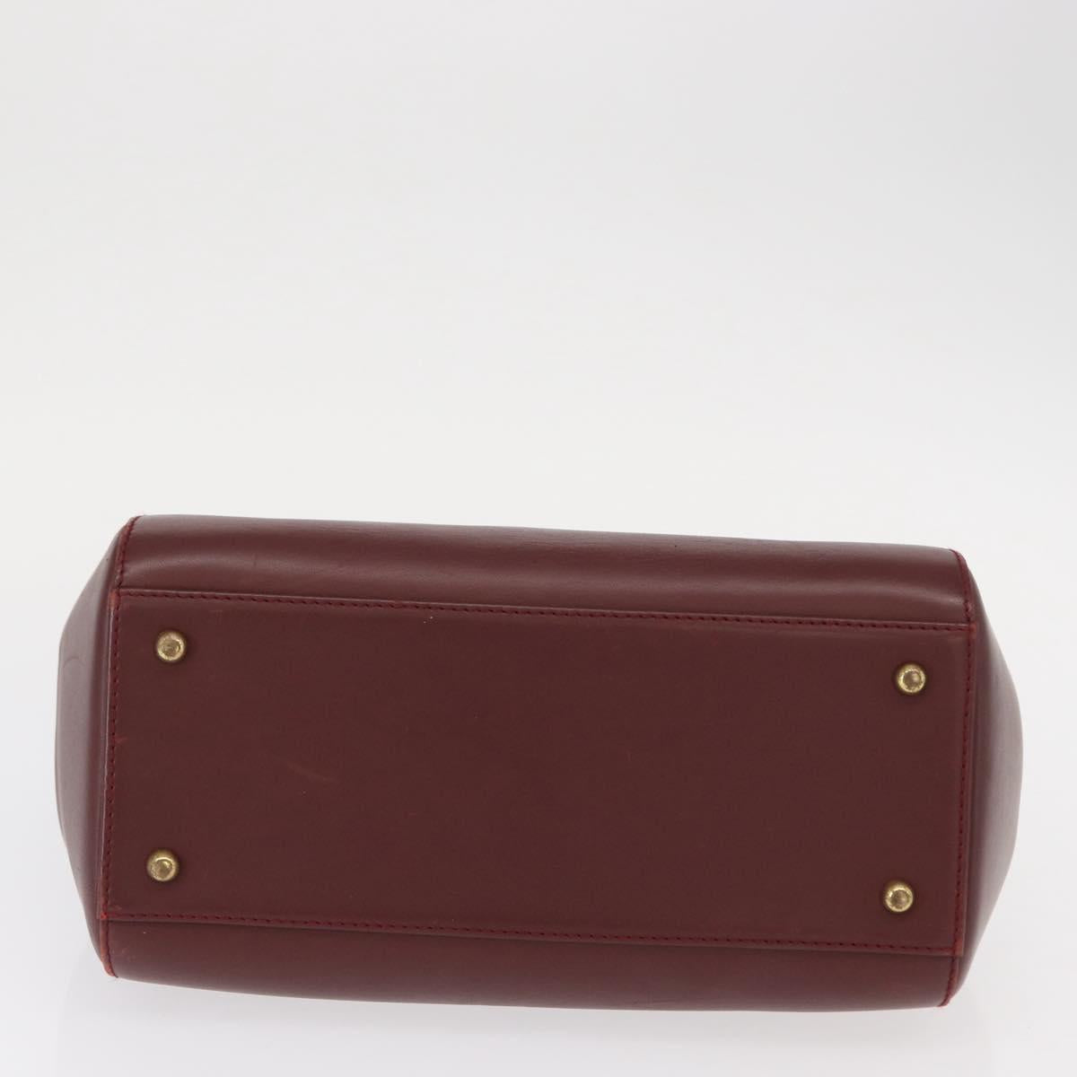 CARTIER Must Line Hand Bag Leather Bordeaux Gold Auth bs31026