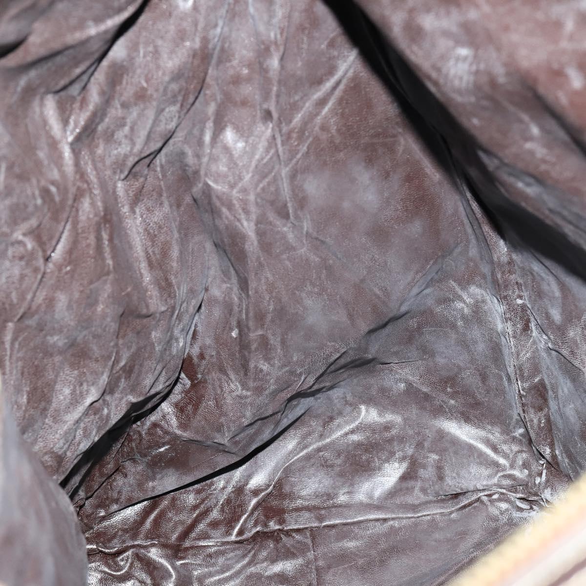 CELINE C Sulky Boston Bag Canvas Brown Gold Auth bs31027