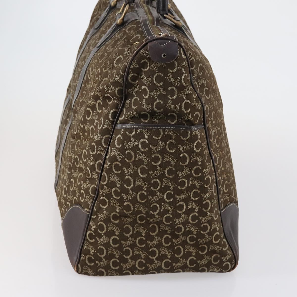 CELINE C Sulky Boston Bag Canvas Brown Gold Auth bs31027