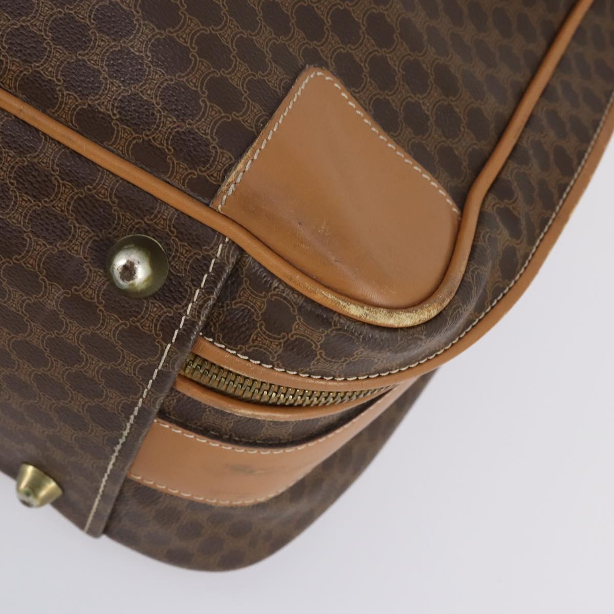 CELINE Macadam Canvas Boston Bag PVC Brown Gold Auth bs31028
