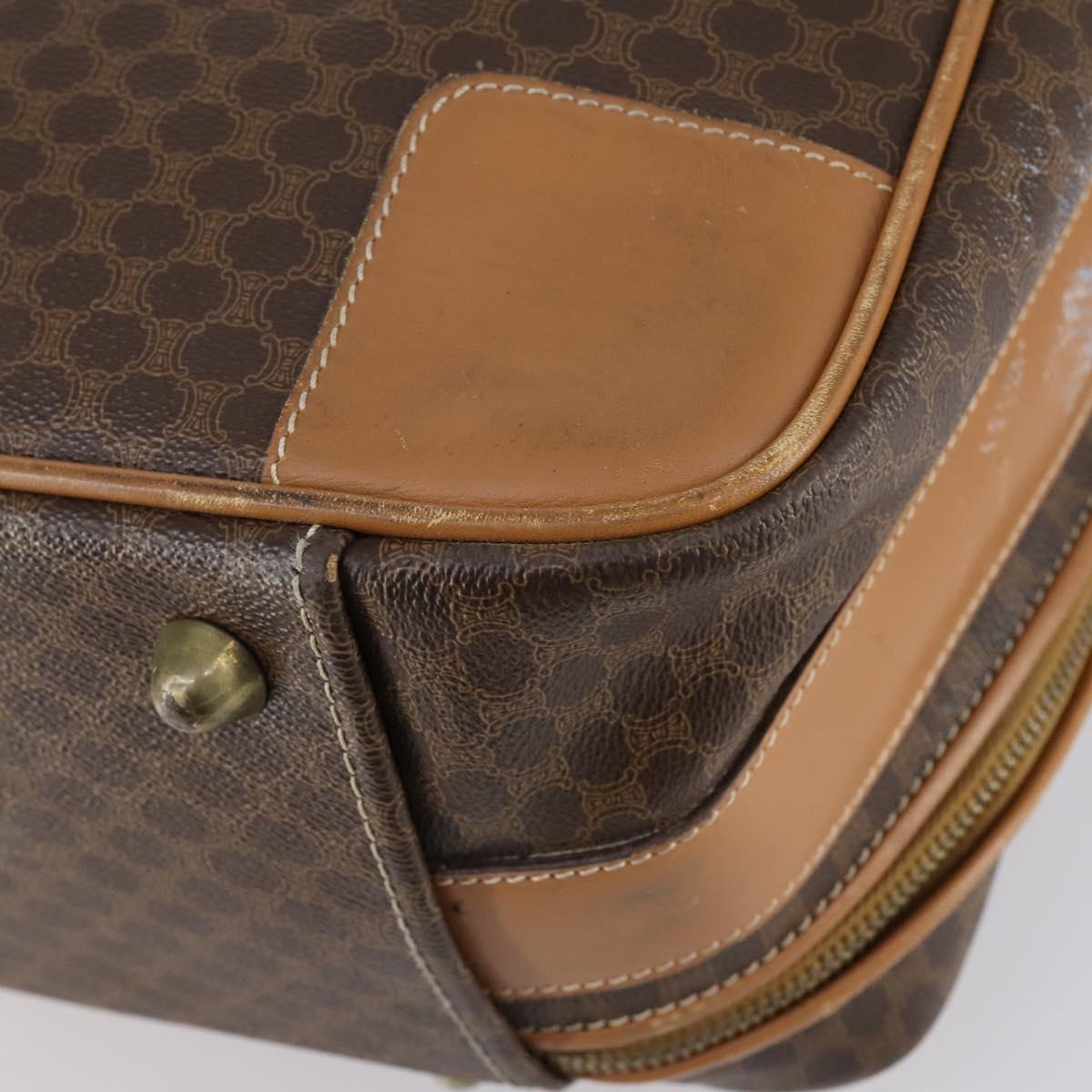 CELINE Macadam Canvas Boston Bag PVC Brown Gold Auth bs31028
