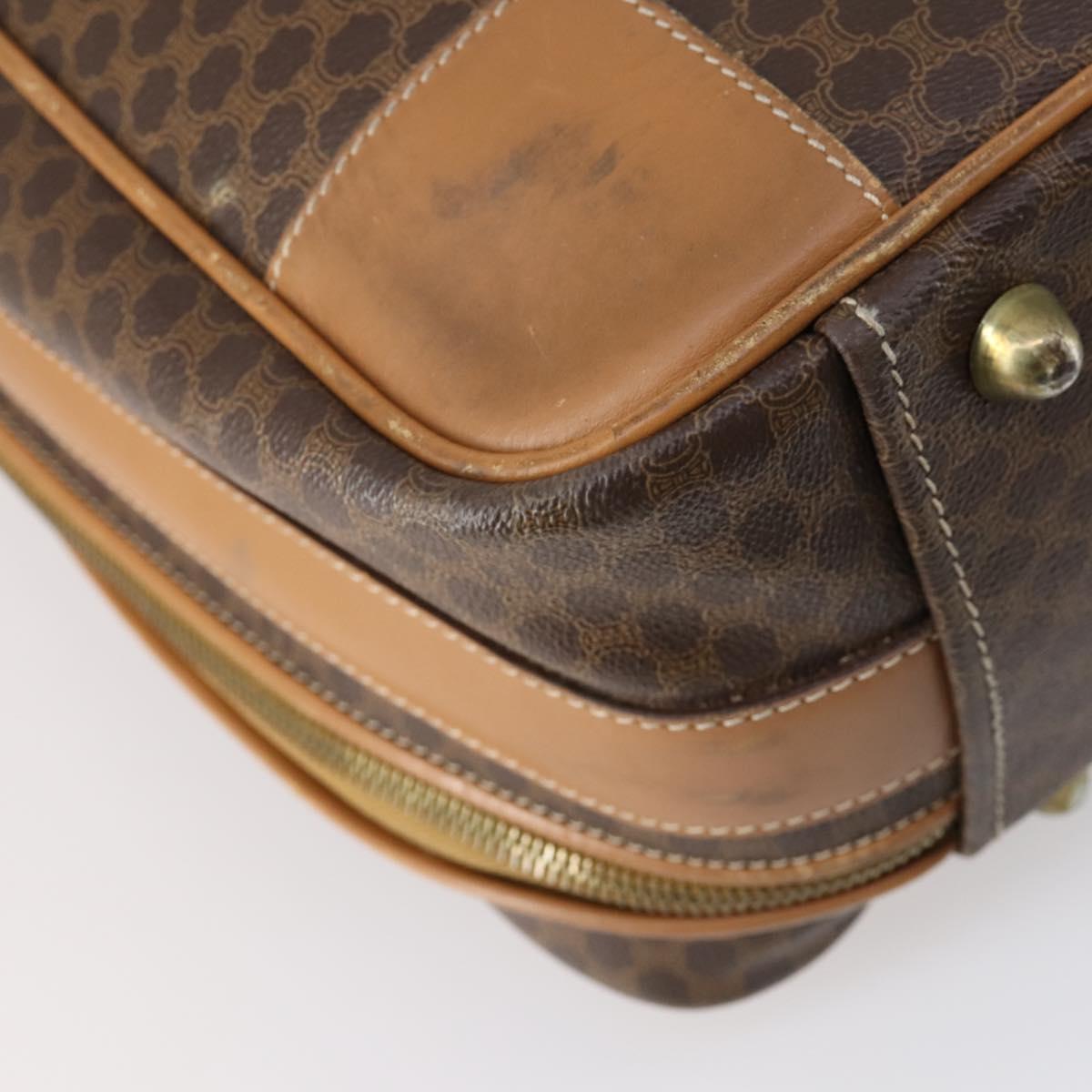 CELINE Macadam Canvas Boston Bag PVC Brown Gold Auth bs31028