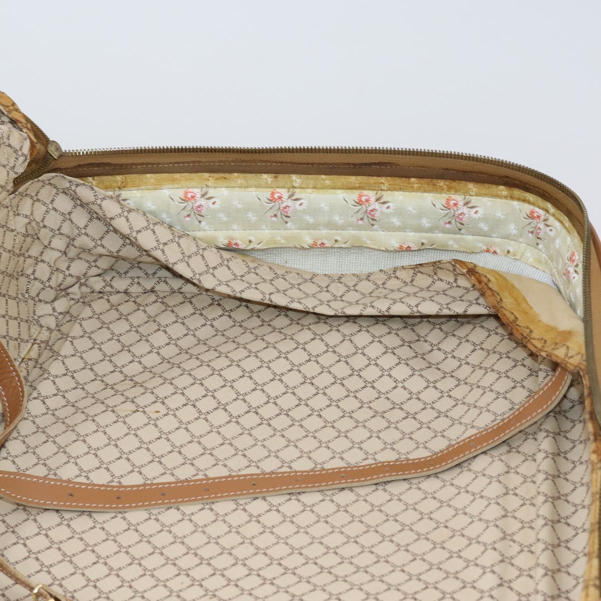 CELINE Macadam Canvas Boston Bag PVC Brown Gold Auth bs31028