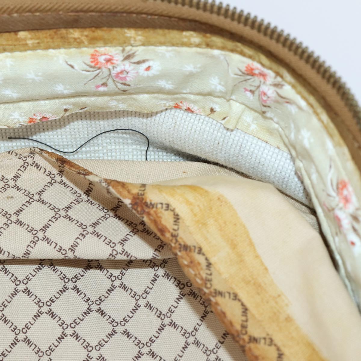 CELINE Macadam Canvas Boston Bag PVC Brown Gold Auth bs31028