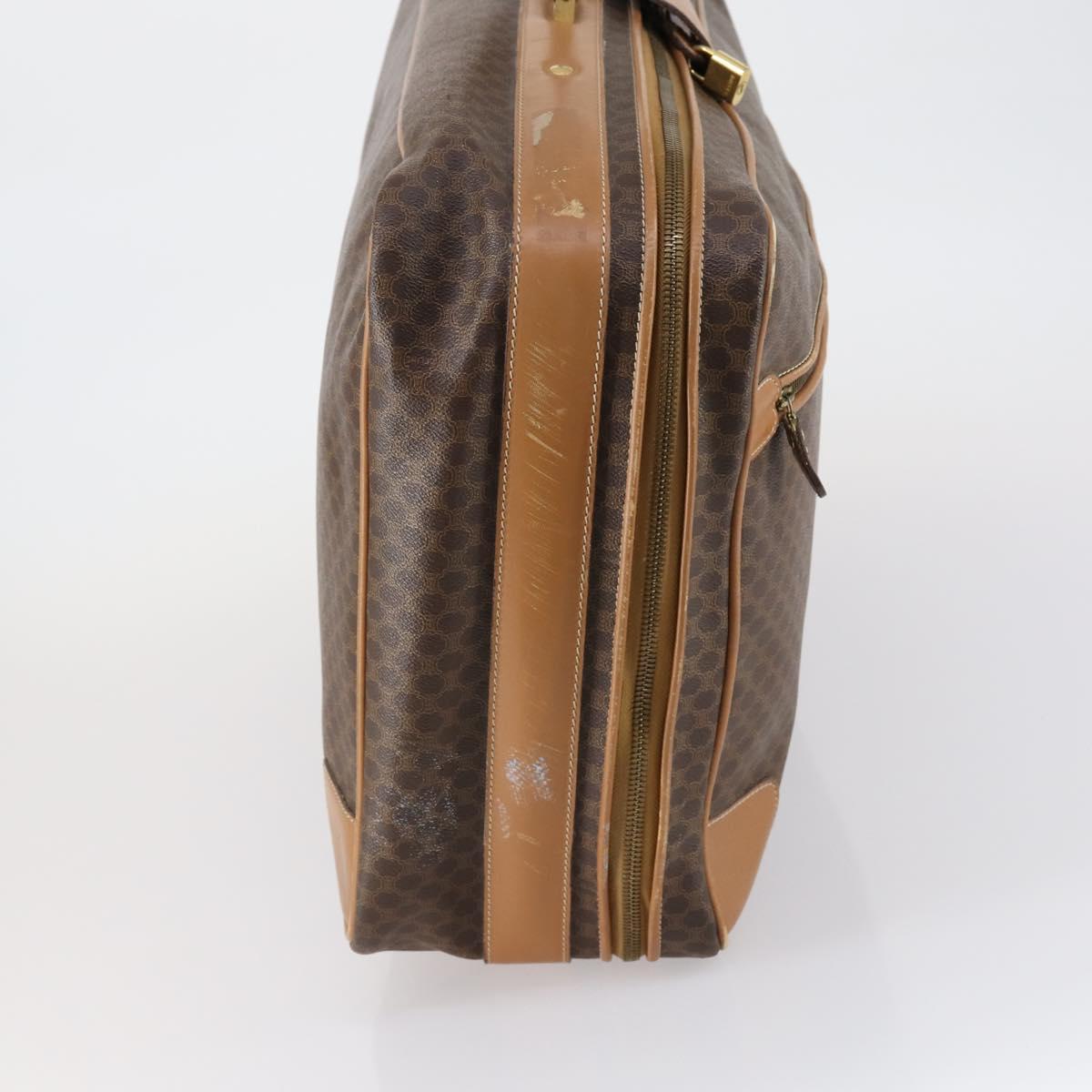 CELINE Macadam Canvas Boston Bag PVC Brown Gold Auth bs31028