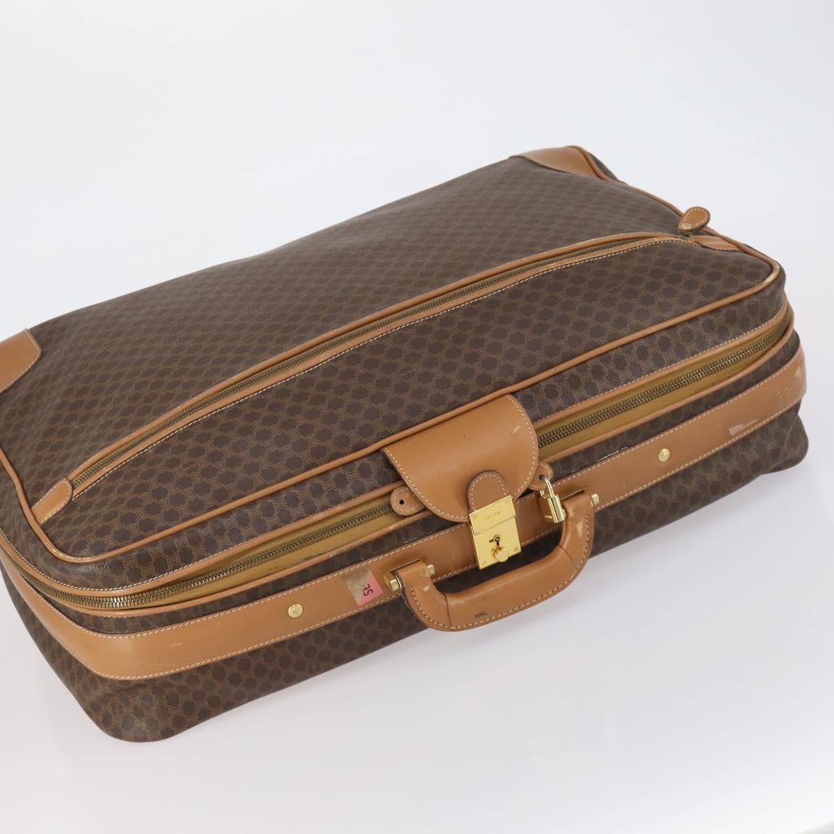 CELINE Macadam Canvas Boston Bag PVC Brown Gold Auth bs31028