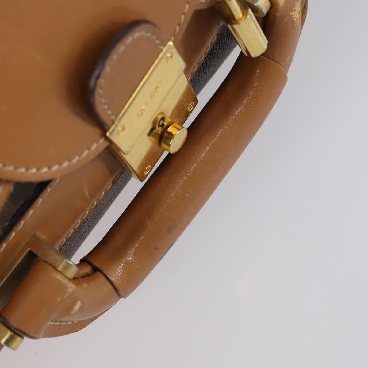 CELINE Macadam Canvas Boston Bag PVC Brown Gold Auth bs31028