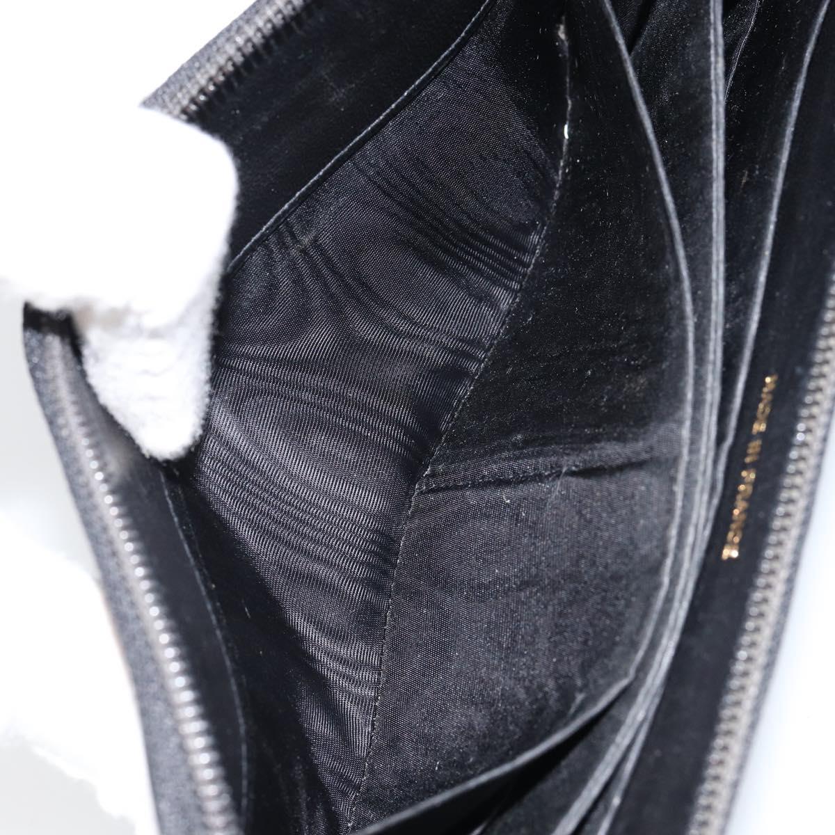 CHANEL COCO Mark Long Wallet Caviar Skin Black Silver CC Auth bs31033