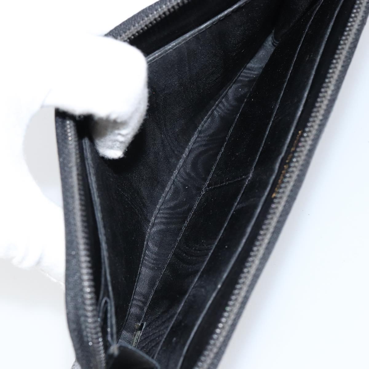 CHANEL COCO Mark Long Wallet Caviar Skin Black Silver CC Auth bs31033