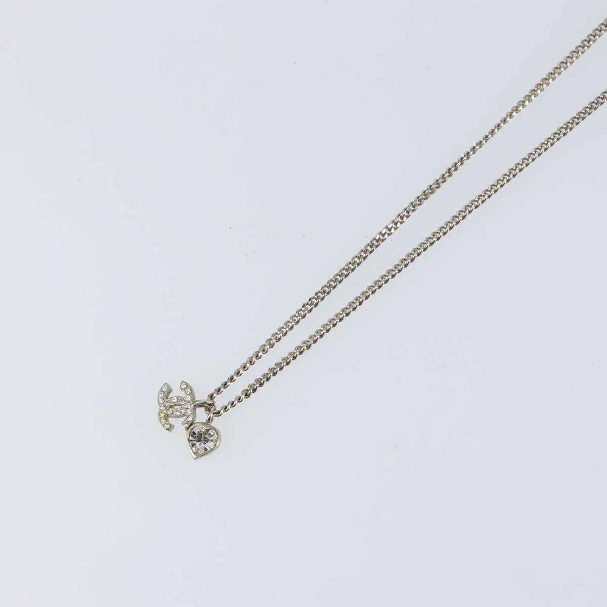 CHANEL Necklace metal Silver CC Auth bs31035