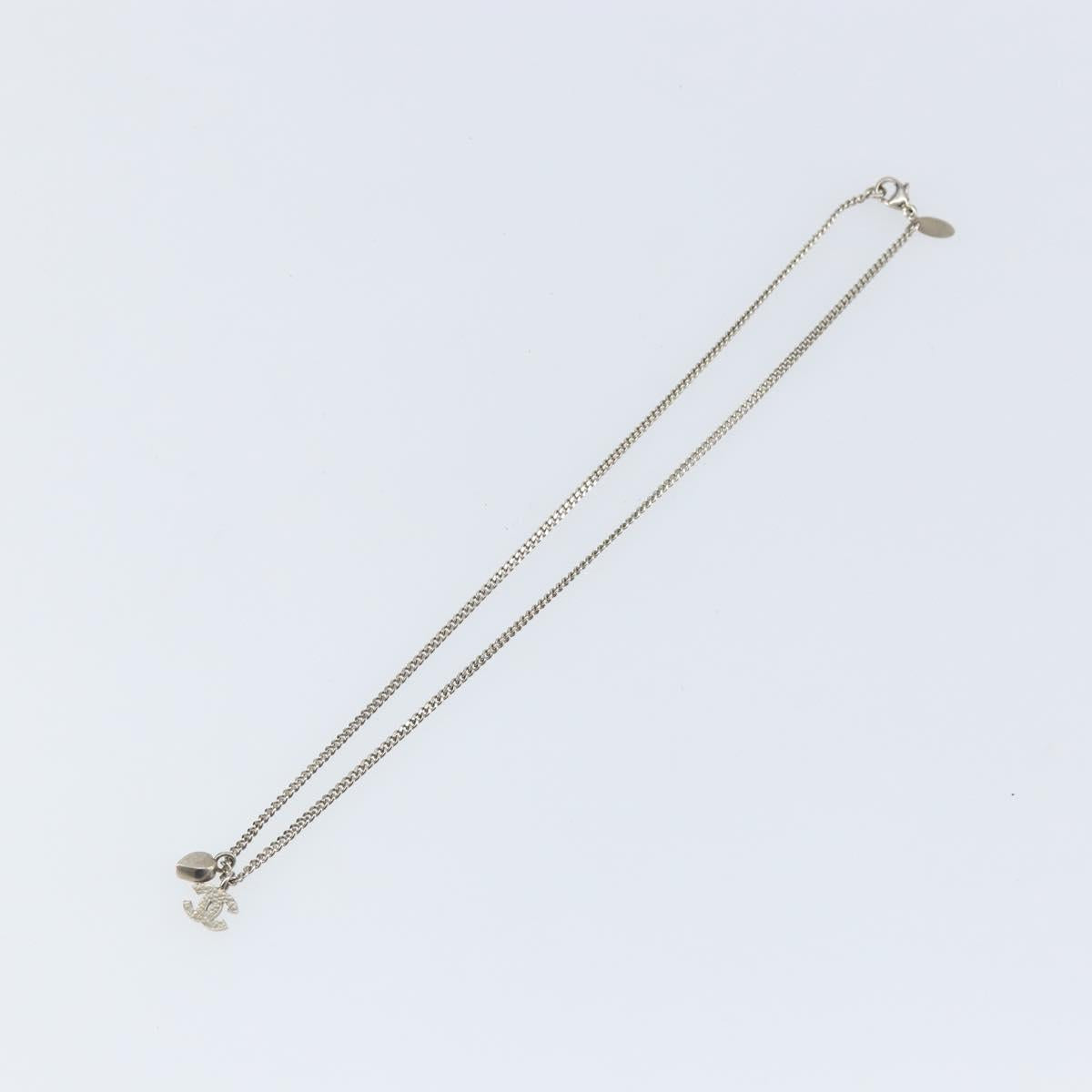 CHANEL Necklace metal Silver CC Auth bs31035