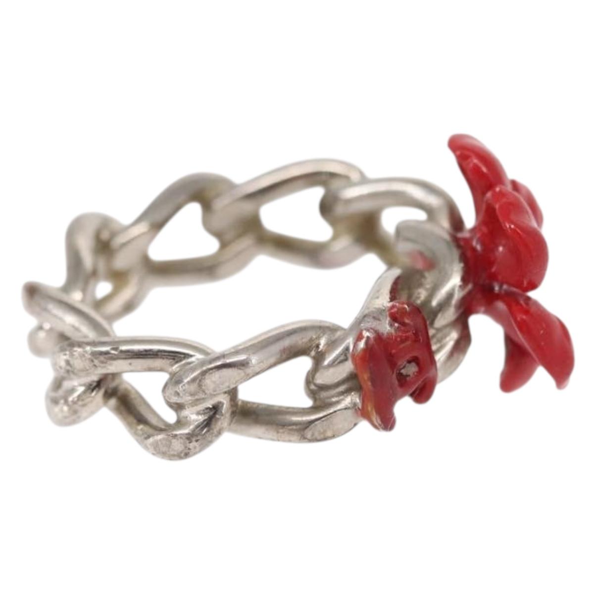 CHANEL Ring metal Silver CC Auth bs31037