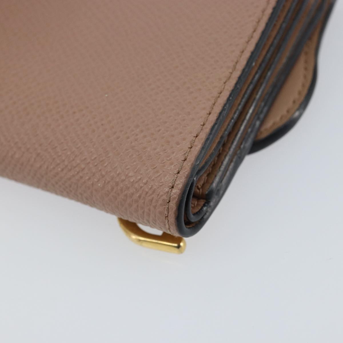 Christian Dior Saddle Lotus Wallet Leather Beige Gold Auth bs31038