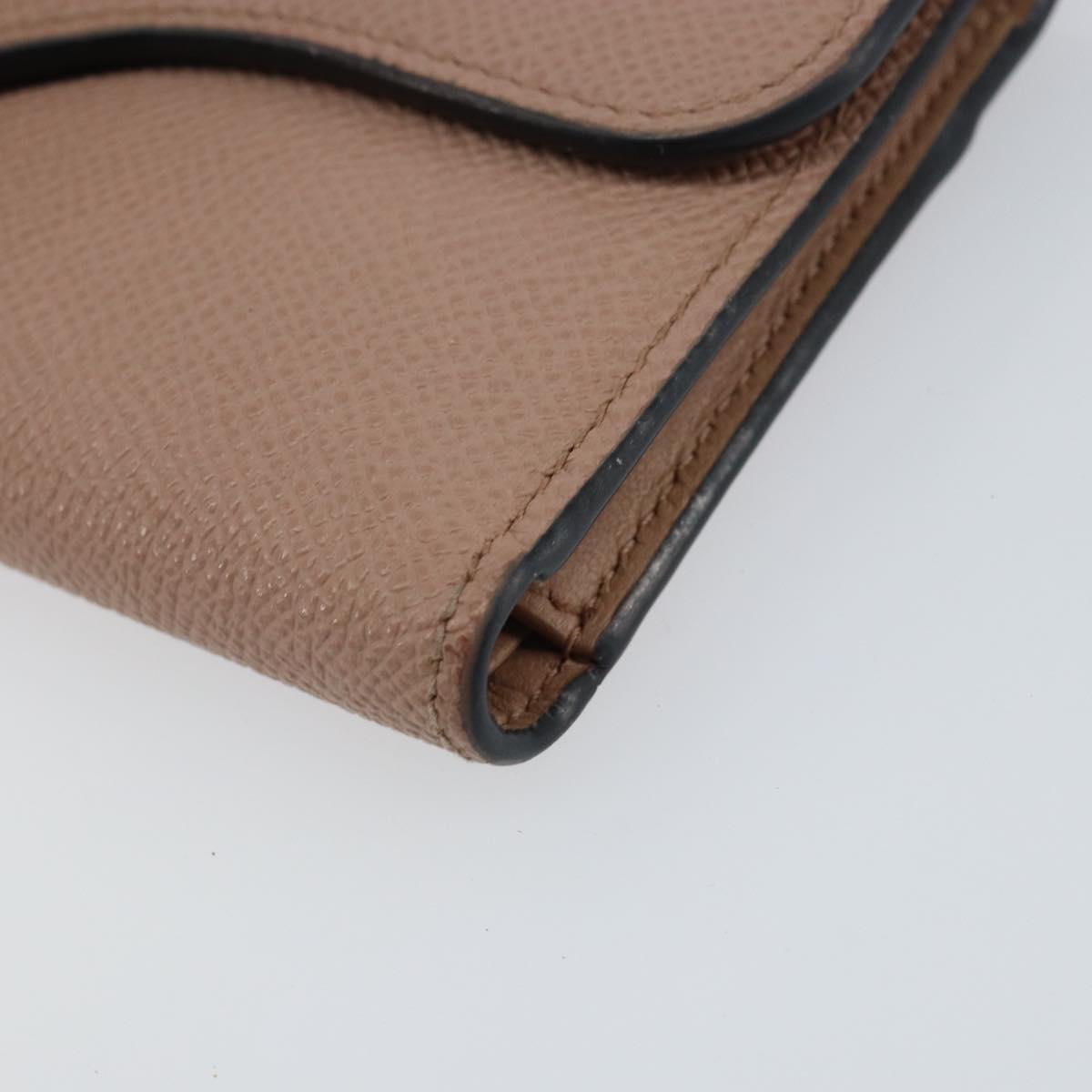 Christian Dior Saddle Lotus Wallet Leather Beige Gold Auth bs31038