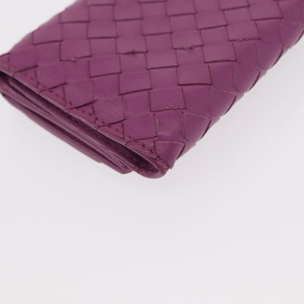 BOTTEGA VENETA INTRECCIATO Trifold Wallet Leather Purple Auth bs31039