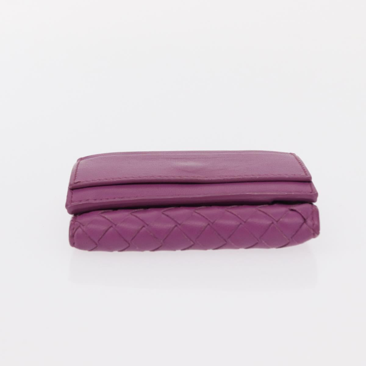 BOTTEGA VENETA INTRECCIATO Trifold Wallet Leather Purple Auth bs31039