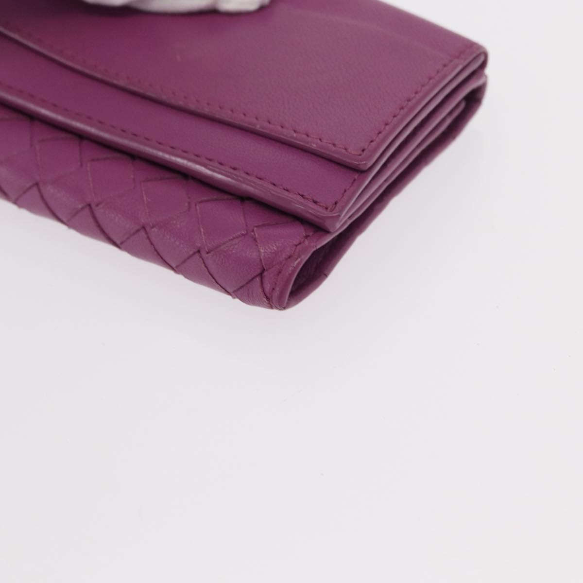 BOTTEGA VENETA INTRECCIATO Trifold Wallet Leather Purple Auth bs31039