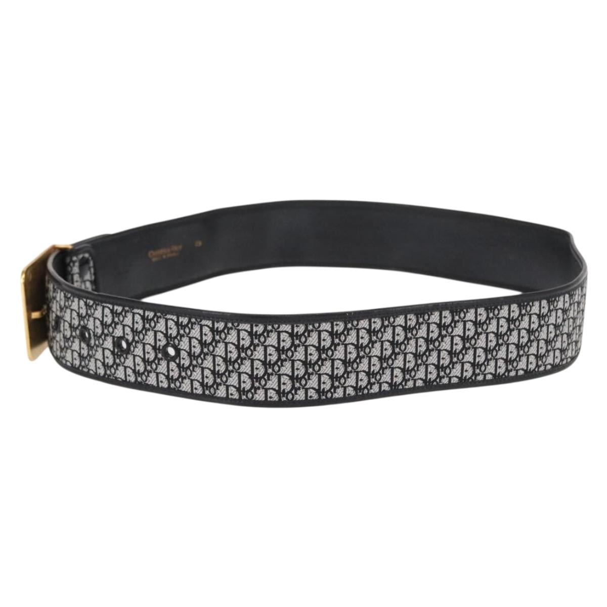 Christian Dior Trotter Canvas Belt 35.4"" Black Auth bs31040