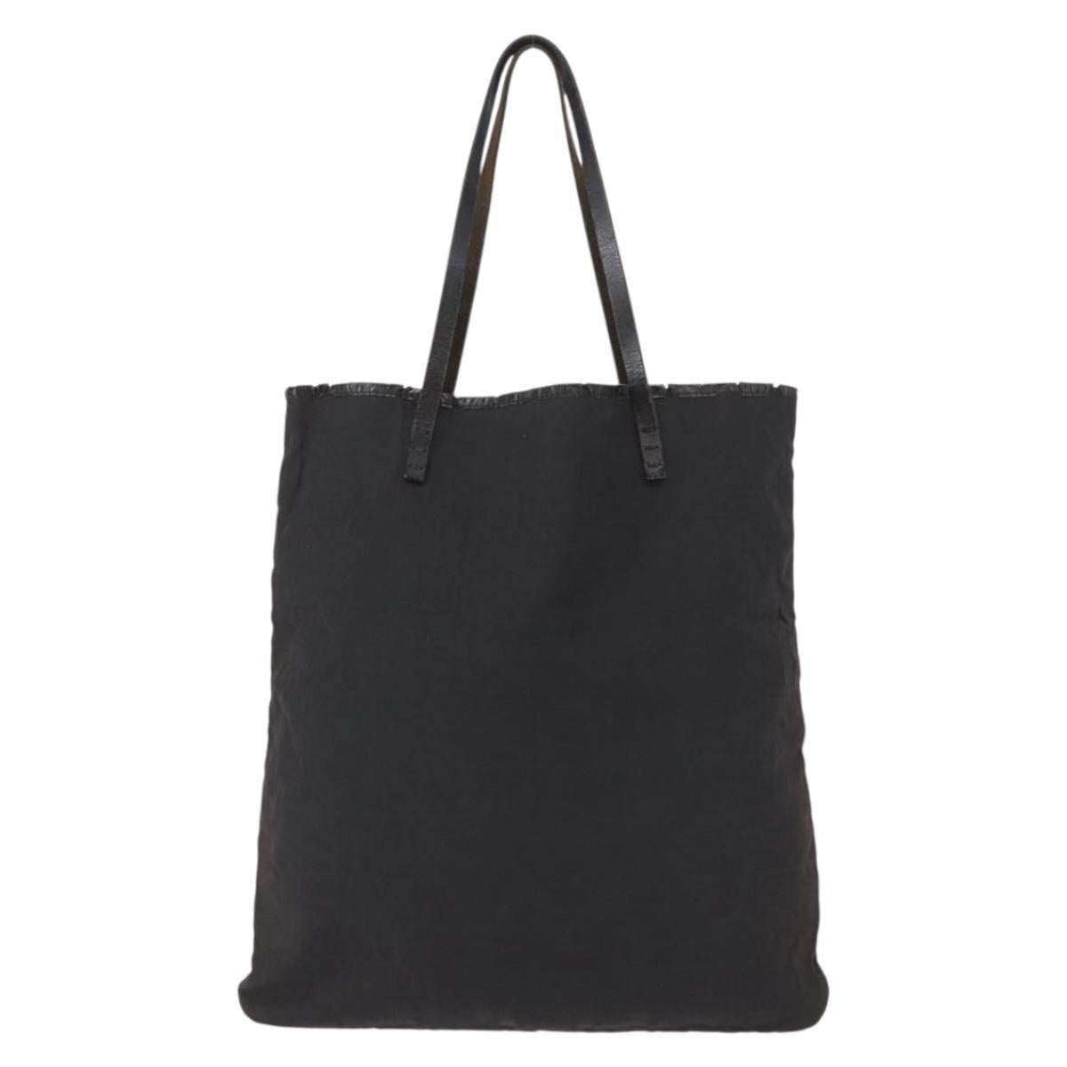 FENDI Zucca Canvas Tote Bag Black Brown Auth bs31042