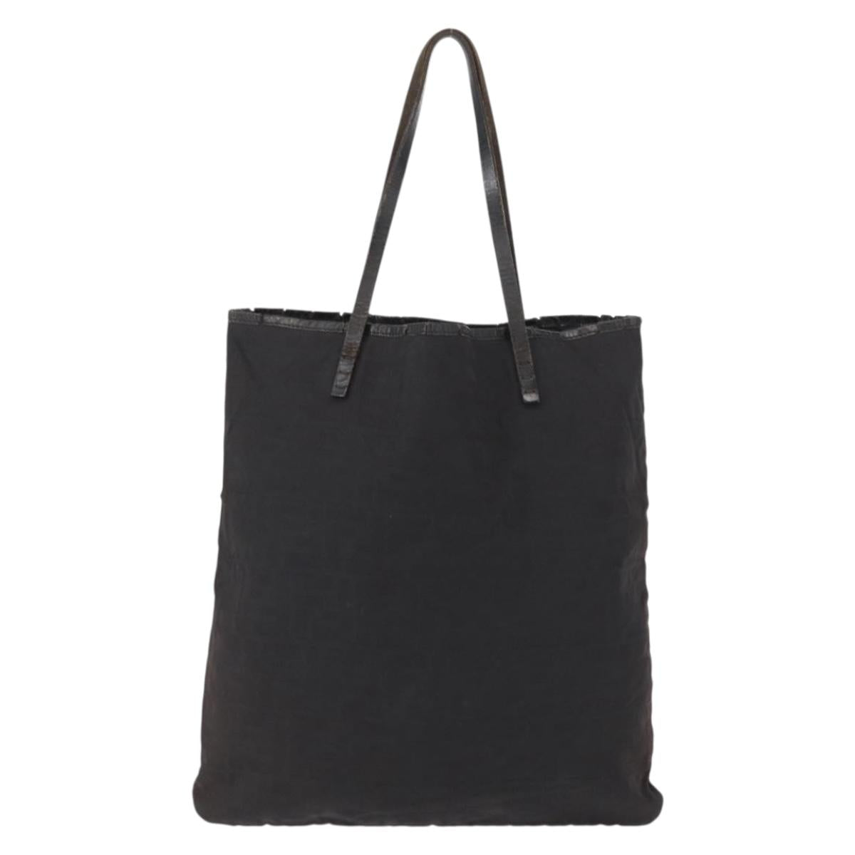 FENDI Zucca Canvas Tote Bag Black Brown Auth bs31042