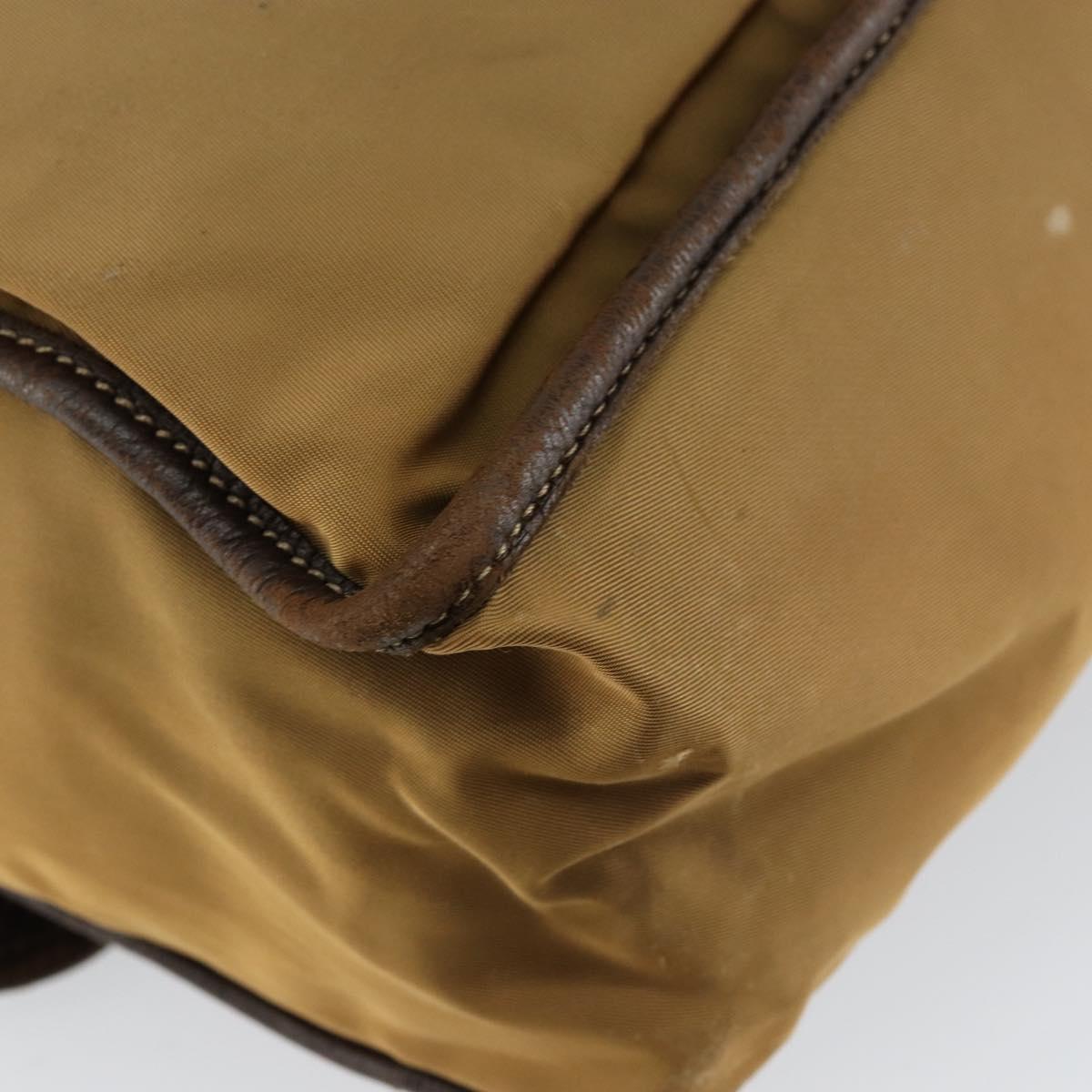 PRADA Shoulder Bag Nylon Beige Silver Auth bs31046