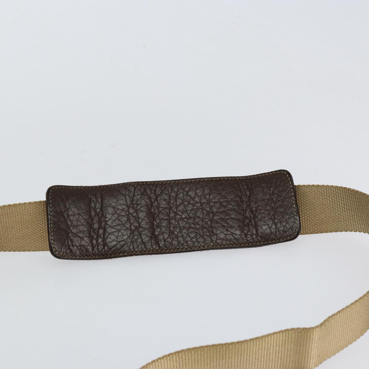 PRADA Shoulder Bag Nylon Beige Silver Auth bs31046