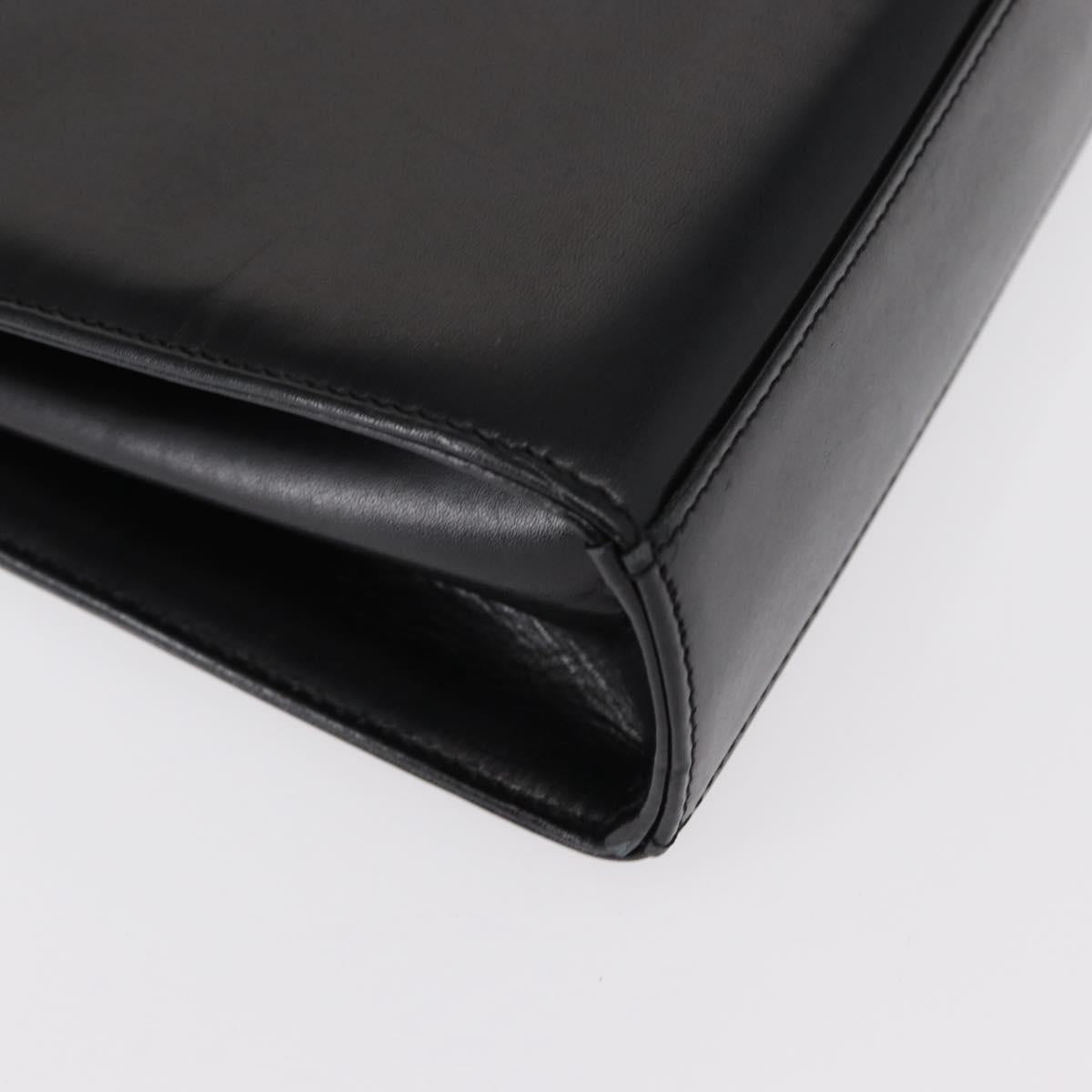 GIVENCHY Hand Bag Leather Black Gold Auth bs31048