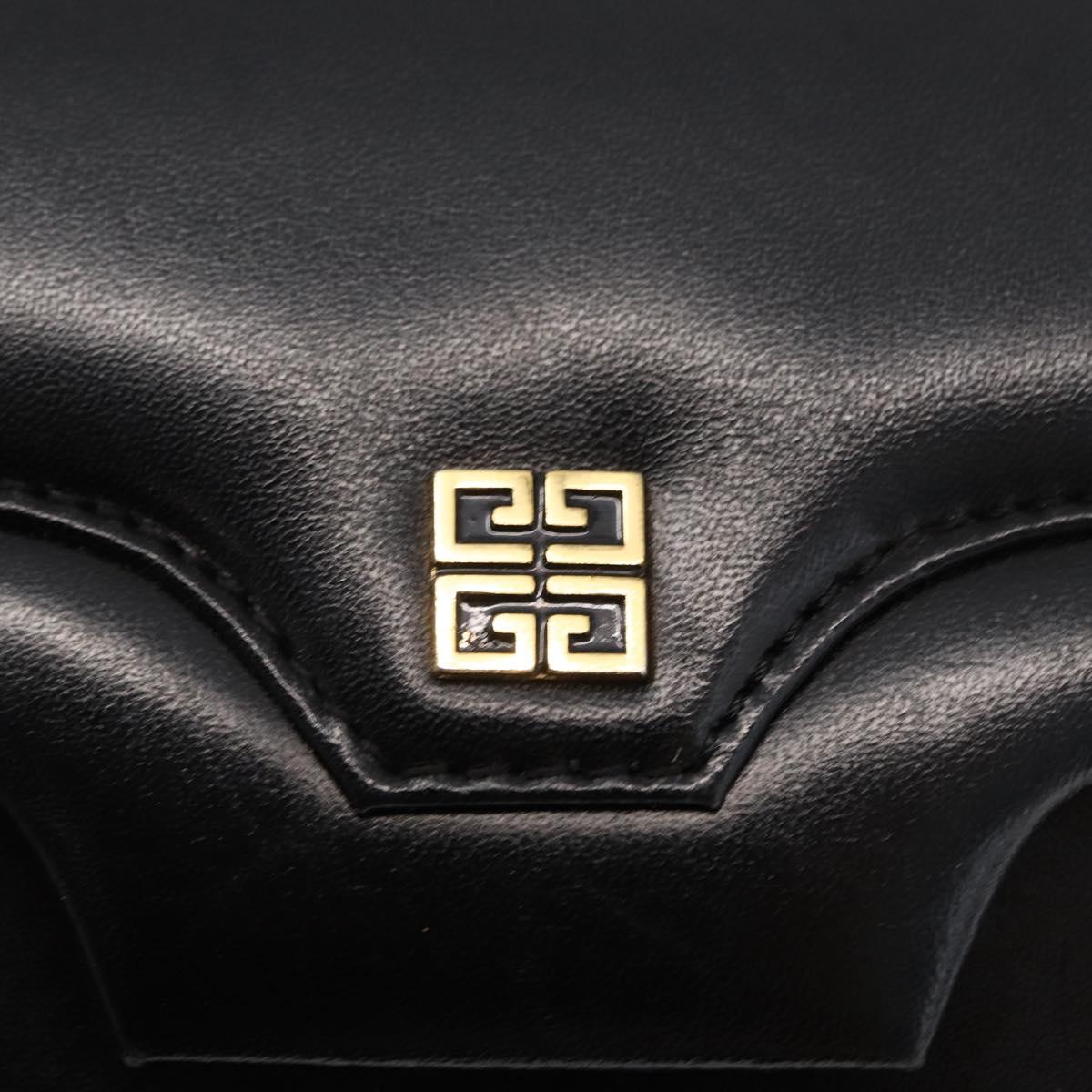 GIVENCHY Hand Bag Leather Black Gold Auth bs31048