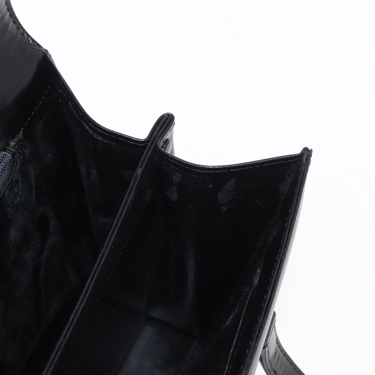 GIVENCHY Hand Bag Leather Black Gold Auth bs31048