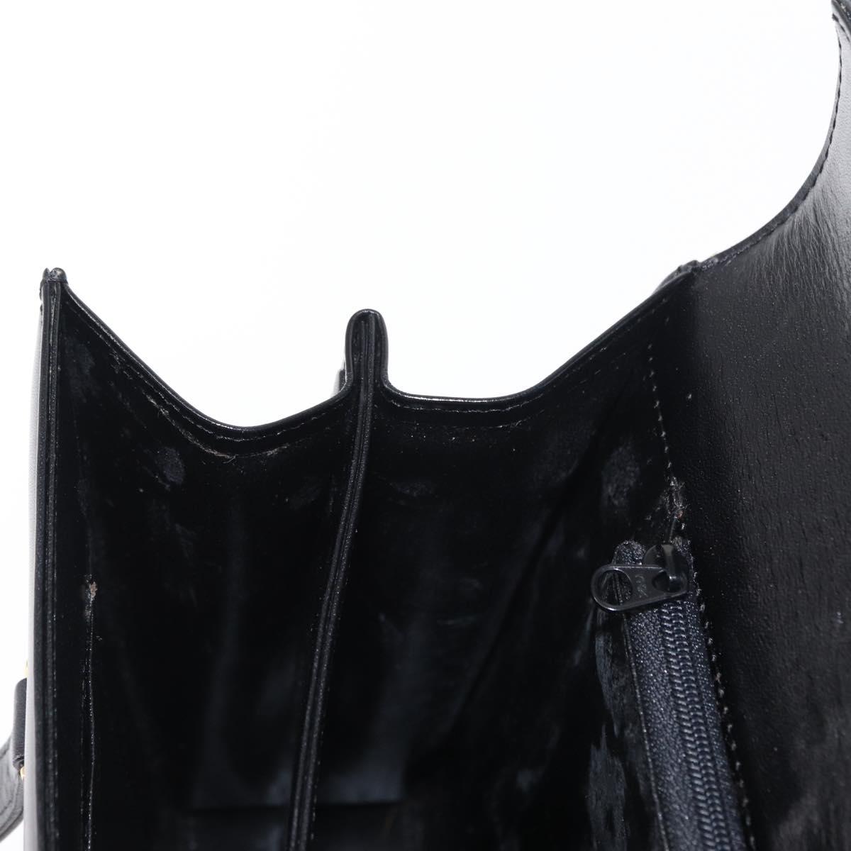 GIVENCHY Hand Bag Leather Black Gold Auth bs31048