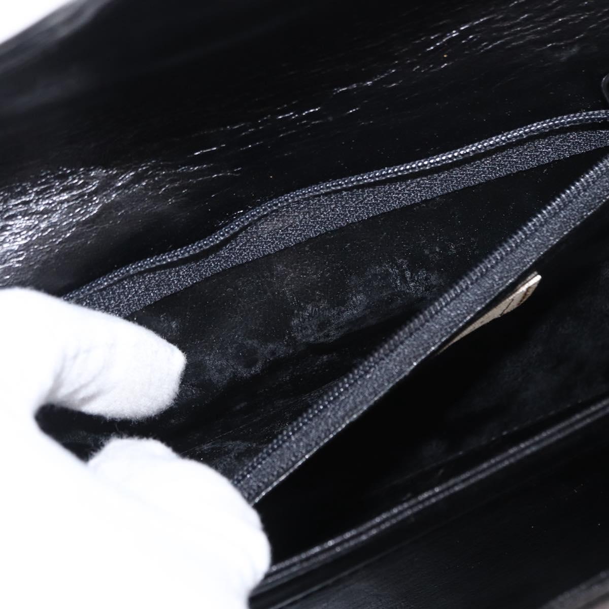 GIVENCHY Hand Bag Leather Black Gold Auth bs31048