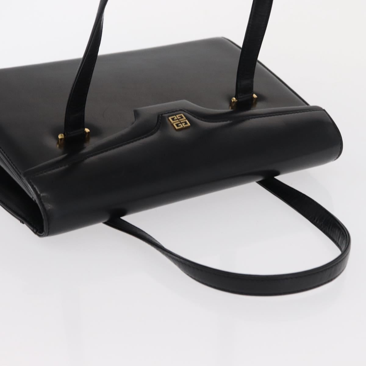 GIVENCHY Hand Bag Leather Black Gold Auth bs31048