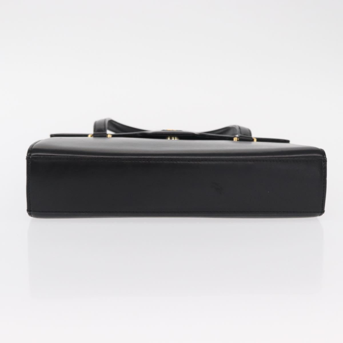 GIVENCHY Hand Bag Leather Black Gold Auth bs31048