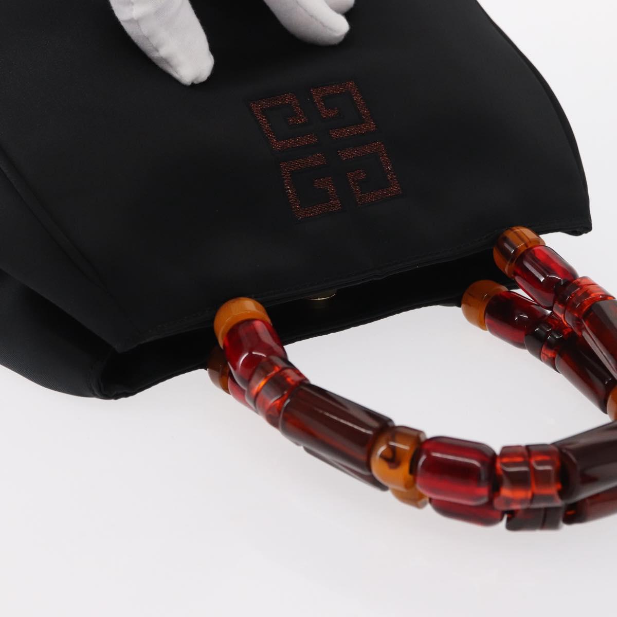 GIVENCHY Hand Bag Nylon Black Gold Auth bs31049