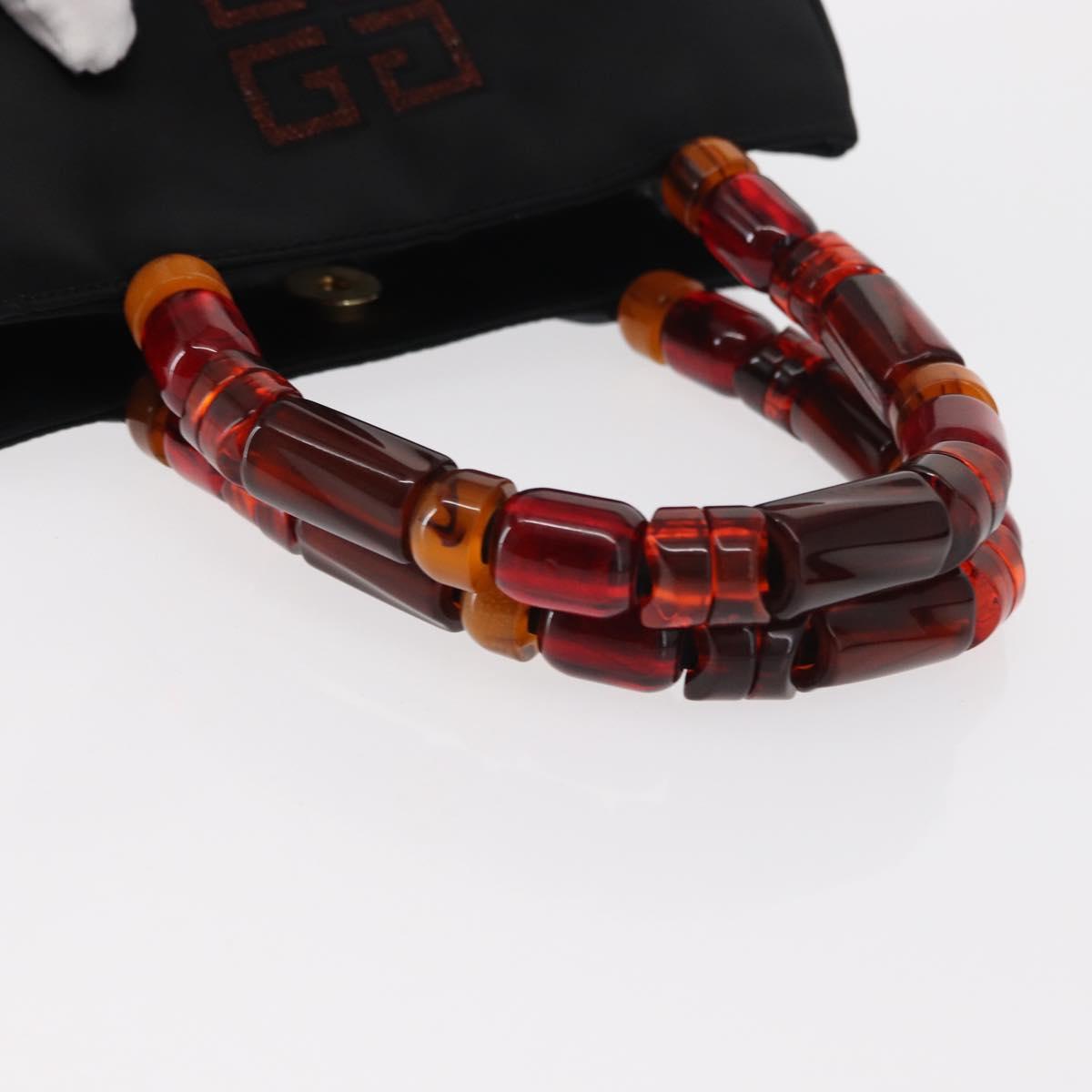 GIVENCHY Hand Bag Nylon Black Gold Auth bs31049