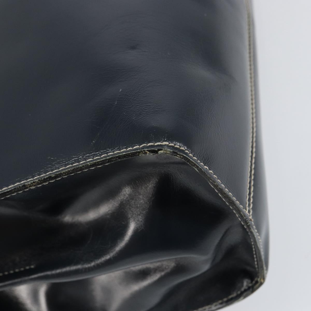 LOEWE Hand Bag Leather Navy Gold Auth bs31051